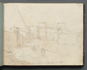 Álbum com Vistas de Roma e Arredores, Estudos Paisagísticos, página 06a: Rome von der Porta.... de Franz Johann Heinrich Nadorp