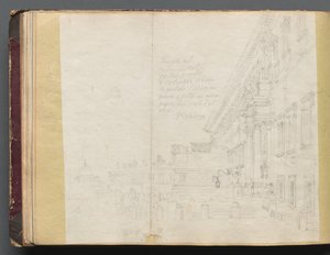 Álbum com Vistas de Roma e Arredores, Estudos Paisagísticos, página 15b: Vista da Arquitetura Romana. de Franz Johann Heinrich Nadorp