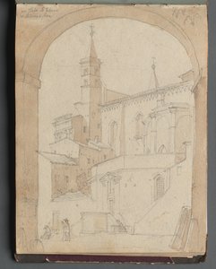 Álbum com vistas de Roma e arredores, Estudos da paisagem, página 18a: São João de Latrão, Roma. de Franz Johann Heinrich Nadorp