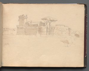 Álbum com vistas de Roma e arredores, Estudos de paisagem, página 28a: Ostia . de Franz Johann Heinrich Nadorp