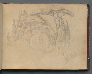 Álbum com vistas de Roma e arredores, Estudos de paisagem, página 29a: Estudo de paisagem. de Franz Johann Heinrich Nadorp