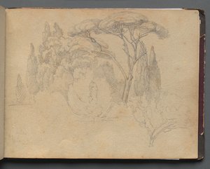 Álbum com vistas de Roma e arredores, Estudos de paisagem, página 29a: Estudo de paisagem de Franz Johann Heinrich Nadorp