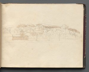 Álbum com Vistas de Roma e Arredores, Estudos Paisagísticos, página 30a: Vista Panorâmica Romana. de Franz Johann Heinrich Nadorp