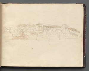 Álbum com Vistas de Roma e Arredores, Estudos Paisagísticos, página 30a: Vista Panorâmica Romana de Franz Johann Heinrich Nadorp