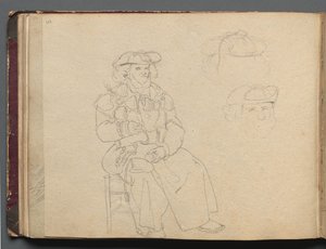 Álbum com Vistas de Roma e Arredores, Estudos da Paisagem, página 38b: Estudo da Figura. de Franz Johann Heinrich Nadorp