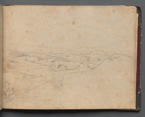 Álbum com vistas de Roma e arredores, Estudos da paisagem, página 40a: Paisagem romana de Franz Johann Heinrich Nadorp