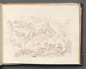 Álbum com Vistas de Roma e Arredores, Estudos da Paisagem, página 43a: Paisagem Romana. de Franz Johann Heinrich Nadorp