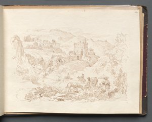 Álbum com vistas de Roma e arredores, estudos de paisagem, página 43a: paisagem romana de Franz Johann Heinrich Nadorp