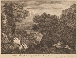 Descansando viajantes em uma paisagem montanhosa de Franz Joseph Leopold