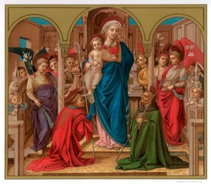 Madonna e criança com St Fredianus e St Augustine, 1437-1438 1870 de Franz Kellerhoven