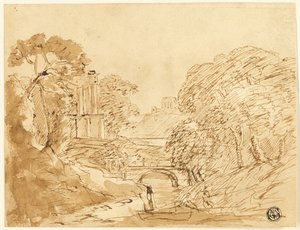 Paisagem com ponte e ruínas de Franz Kobell