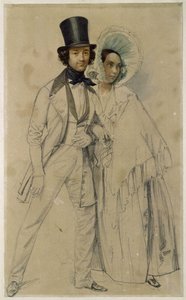 O casal Paul e Amalie Taglioni (Estudo para a pintura «Parada do primeiro regimento da guarda a pé», 1839) de Franz Krüger