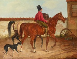 Cavaleiro que conduz um cavalo e cão (segundo Franz Krüger) de Franz Krüger