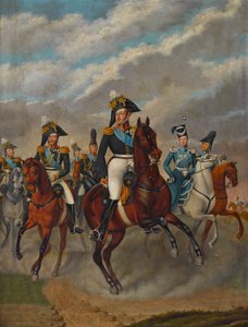 O czar Nicolau I da Rússia com o czarevich Alexandre e seu séquito.