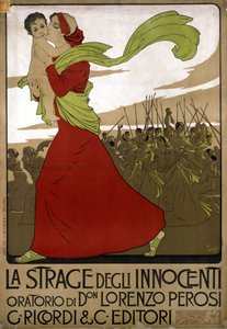 Poster para "La strage degli innocenti", oratório do compositor italiano Don Lorenzo Perosi (1872 - 1956). Desenho por F. Laskoff