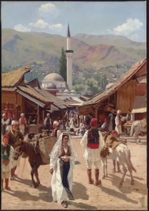 Vista de Bascarsija, Sarajevo (óleo sobre tela)