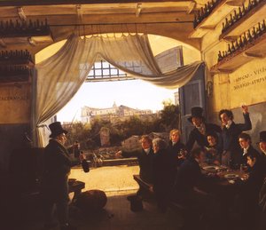 Príncipe Herdeiro Ludwig (1786-1868) na taberna do vinho espanhol em Roma, 1824