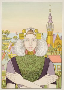 Dutch Girl, 1897, de LEstampe Moderne, publicou Paris entre 1897 e 1999 de Franz M. Melchers
