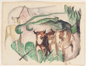 Animais em uma paisagem de Franz Marc