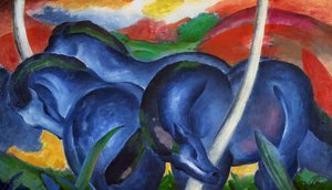 Grandes cavalos azuis de Franz Marc (1880-1916), óleo sobre tela de Franz Marc
