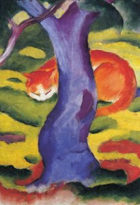 Gato atrás da árvore, 50x70 cm de Franz Marc