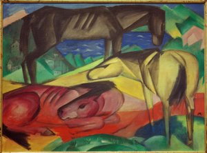 Três cavalos II de Franz Marc