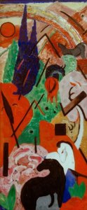 Paisagem com animais e arco-íris de Franz Marc