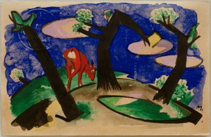 Paisagem com animal vermelho de Franz Marc
