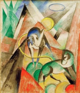 Paisagem com dois cavalos de Franz Marc