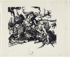 Caça ao leão depois de Delacroix de Franz Marc