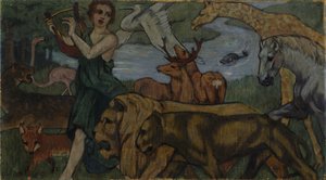 Orfeu entre os animais, esboço para um gobelino de Franz Marc