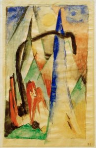 Cavalo na paisagem com formas pontiagudas de Franz Marc