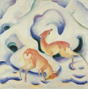 Veado na neve II de Franz Marc