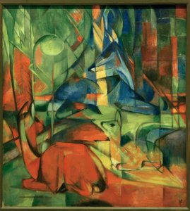 Veado na floresta II de Franz Marc