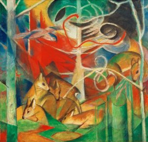 Veado na floresta I de Franz Marc