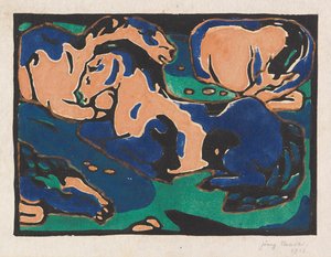 Cavalos descansando, 1911-1912. de Franz Marc