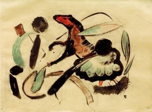 Cavalo pulando com formas vegetais de Franz Marc