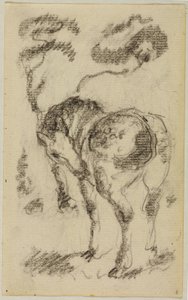 Cavalo parado com árvores de Franz Marc