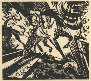 A Escola de Equitação, 1913. de Franz Marc