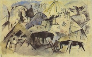 A infeliz terra do Tirol (esboço) de Franz Marc