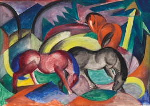 Três cavalos, 1912. de Franz Marc