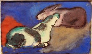 Dois coelhos adormecidos de Franz Marc