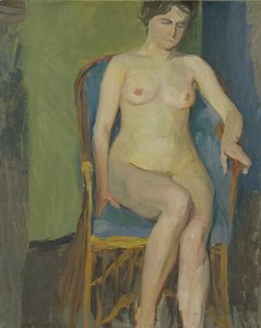 Nua sentada (óleo sobre papel colocado sobre tela)