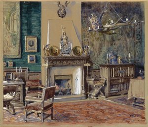 Sala do mestre com lareira de Franz Poledne
