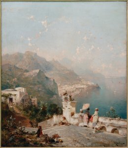 Elegantes senhoras com vista para o Golfo de Salerno