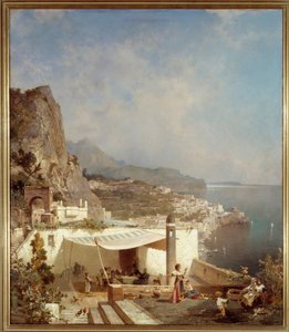 A Baía de Nápoles. Pintura de Franz Richard Unterberger (1838-1902) Ec. Bel. de Franz Richard Unterberger