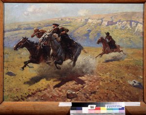 Duelo (Duelo). Pintura de Franz Roubaud (1856-1928), óleo sobre tela de Franz Roubaud