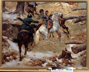 Morte do general Nikolay Sleptsov sobre um combate na Chechénia em 10 de Dezembro de 1851 de Franz Roubaud