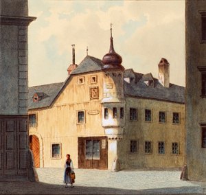 A velha casa no novo edifício em Viena de Franz Sager
