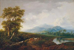 paisagem com montanha de neve de Franz Scheyerer